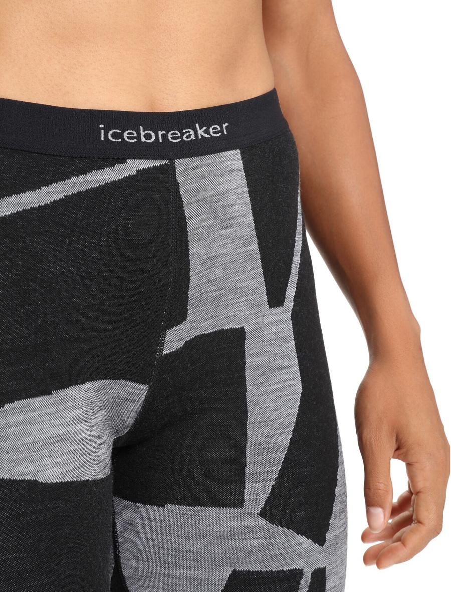 Black / Jet Heather Women's Icebreaker Merino 250 Vertex Thermal Fractured Landscapes Leggings | USA 1542ILHS